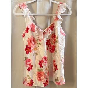 Morgan Taylor Womens Top Floral Rose Coquette Medium Y2K Satin Fairycore 19195x